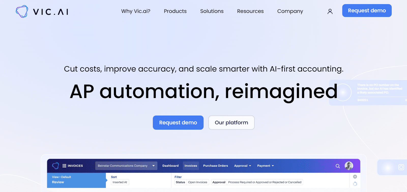 Vic.ai website page