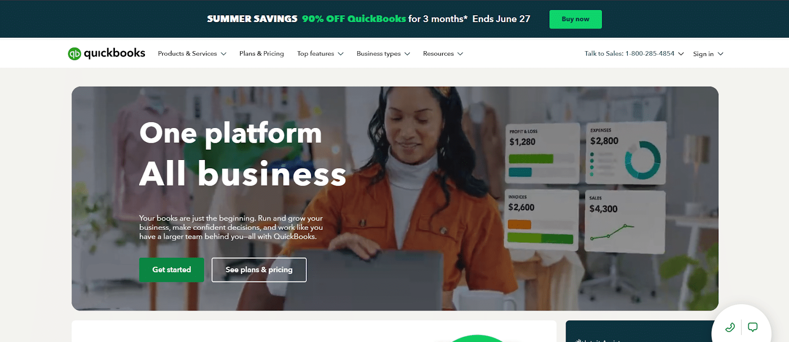 Quickbooks website page