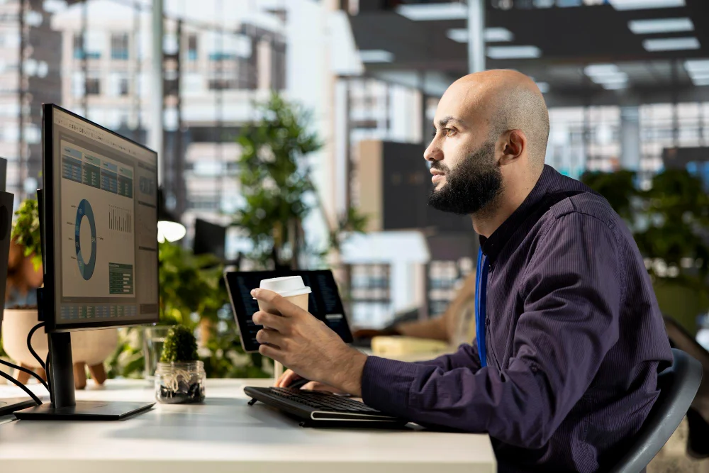 A man working on a laptop