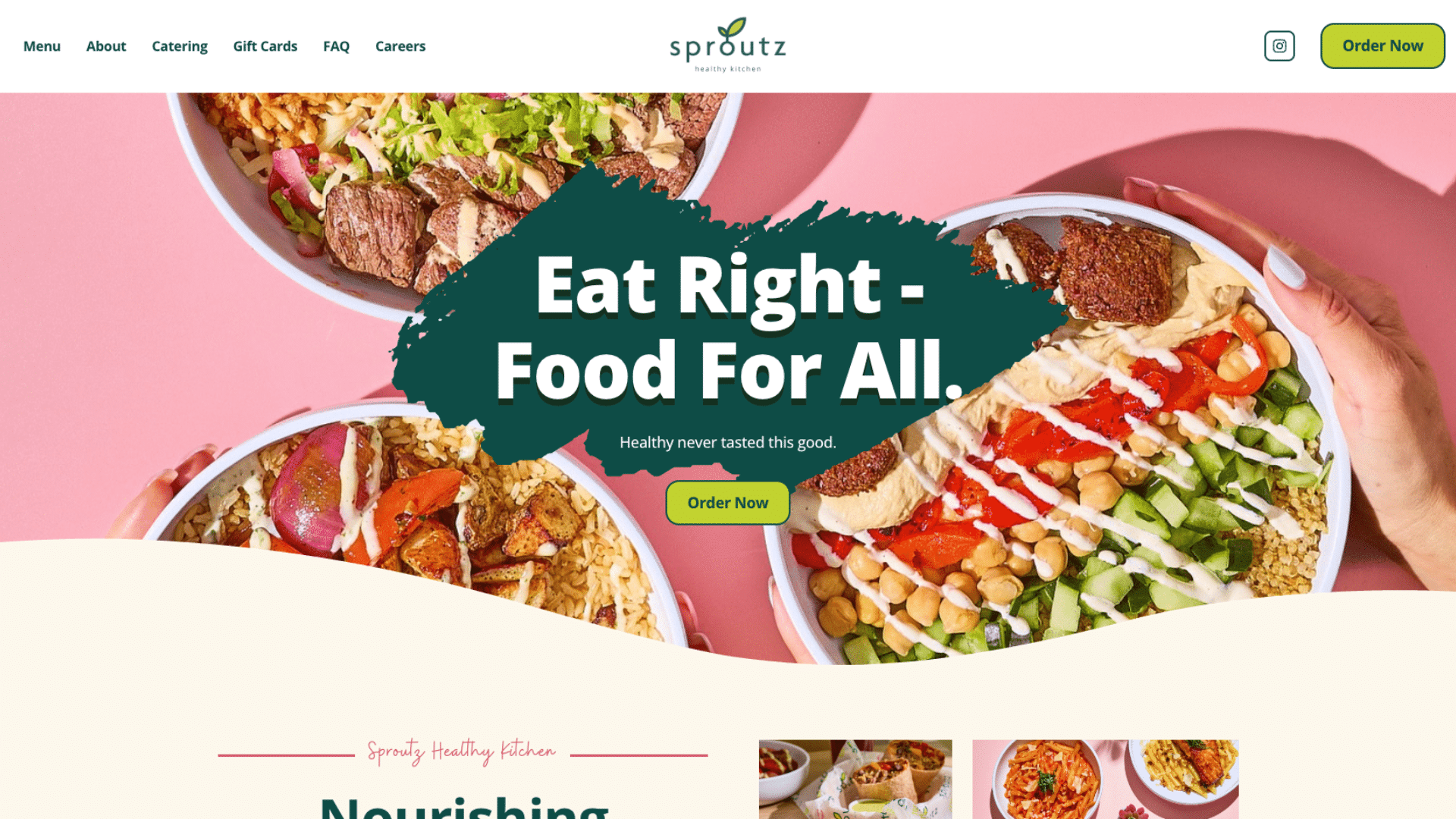 Sproutz Healthy Kitchen website
